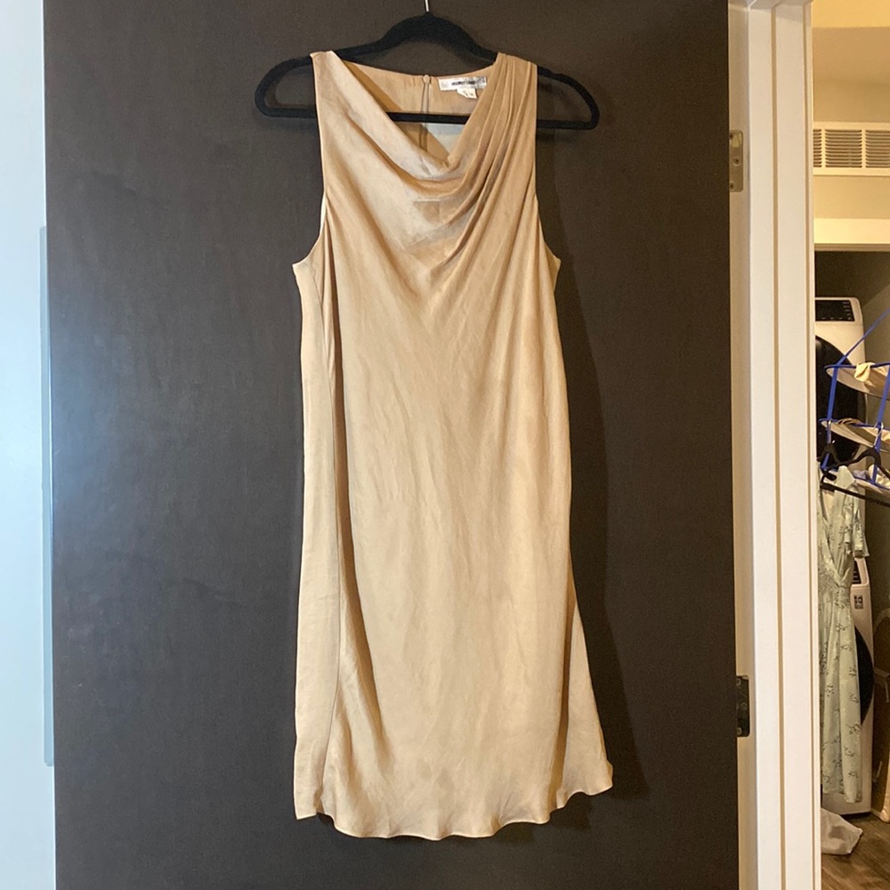 Vintage Helmut Lang silky mini dress draped neckline